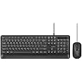 Promate Wired Keyboard and Mouse Combo, Ergonomic Slim Full-Size Quiet Keyboard with 2400 DPI Mouse, Palm Rest, Angled Kickstand and Anti-Slip Silicone Grip for iMac, MacBook Pro, Dell, COMBO-CM5.E/A