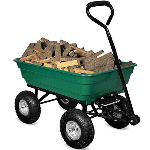 Gartenkarre mit Kippfunktion, Lenkachse und Luftreifen – Bollerwagen Muldenkipper Kippwagen Transportkarre Gartenwagen - 2