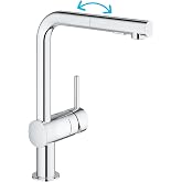 Grohe Eviye Bataryası Spiralli 2 Fonksiyonlu Minta Krom- 30274000 | Monoblok kurulum, 46 mm seramik kartuş, Pull-Out İkili Sp