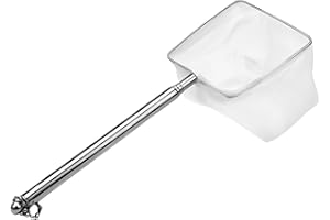 JOYECHO Mini Épuisette Aquarium,8CM Mailles Fines Carrées Souples avec Manche Extensible en Acier Inoxydable pour Aquariums et Petits Bassins(Longueur Maximale Jusqu'à 40 cm)