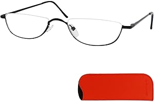 Mini Brille Metalowe okulary do czytania z półksiężycem, oprawka ze stali nierdzewnej z zawiasem sprężynowym, czytelnicy dla mężczyzn i kobiet