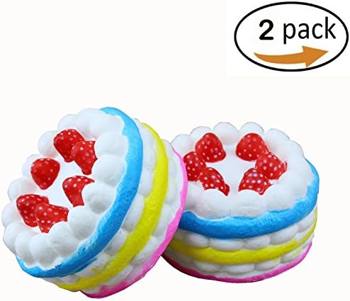 Fancyli Squishies Slow Rising Toys Squishies Jumbo Kawaii Squishy Toys Scented Squishies Strawberry Cake Pack of 2