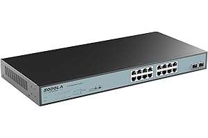 SODOLA 16-portowy przełącznik Ethernet 2,5 G, 16 portów 2,5 GBASE-T, 2 x 10G SFP, 120 Gbps Switching Capacity, izolacja portów, IU Rack-Mount/Fanless/Plug & Play Multi-Gig Unmanaged Network Switch