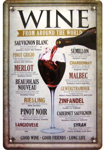 "Wine from around the World" Deko Motiv Blechschild Replik Tin Sign