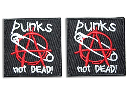 Punks Not Dead Anarchy Pin de seguridad Rockabilly Biker Hierro en Patch Insignia
