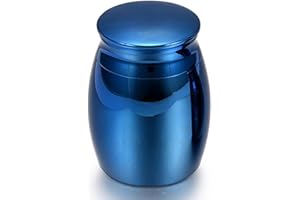 LSTCPGLAI Small Keepsake Urns Stainless Steel Mini Waterproof Memorial Cremation Container Jar for Memorial Human Pet Ashes… (Blue)