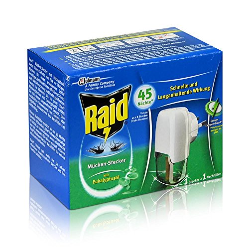 Raid Mücken Stecker und Nachfüller für ca. 45 Nächte Mückenfrei - mit Eukalyptusöl