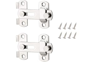 KOSTATECH KSTEU Loquet Porte 2 Pcs， En Acier Inoxydable Hasp De 4 Pouces Avec Vis Support De Porte Argenté Flip Latch (Angle plat)