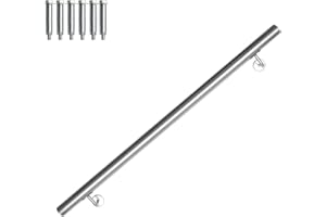 Gimisgu Rampe d'escalier en acier inoxydable - Rampe d'escalier murale - Pour intérieur et extérieur - Barre avec support et embouts, Ø 42 mm, longueur : 100 cm