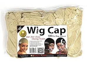 Beauty Town Wig Cap 100 Pieces Bulk Bag - Beige
