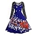 Price comparison product image BaZhaHei Ladies Christmas Print Long Sleeve Dress Women's Vintage Xmas Evening Party Swing Dress O-Neck Mid-Calf Pleated Dress with Belt