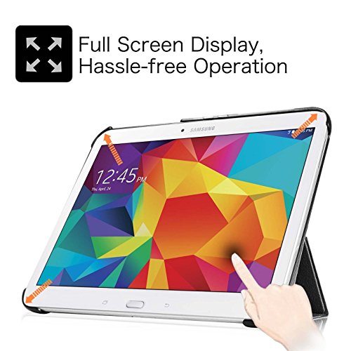 Fintie Samsung Galaxy Tab 4 10.1 Hülle Case – Ultra Schlank Superleicht Ständer Smart Shell Cover Schutzhülle Etui Tasche mit Auto Schlaf / Wach Funktion für Samsung Galaxy Tab 4 10.1 SM-T530 SM-T535 (nicht geeignet für Samsung Galaxy Tab 3 10.1), Schwarz - 8
