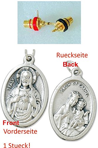 Preisvergleich Produktbild Cinch-Einbaubuchse schwarz, Cinchbuchse, Stecker, Steckverbinder (902977203295) mit Anhänger Herz Jesu 2,5cm