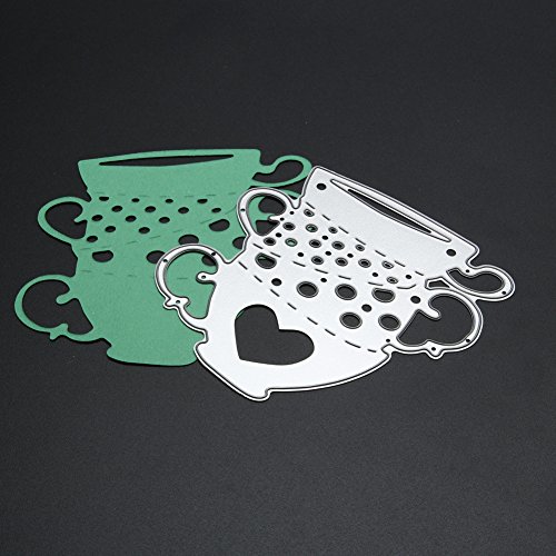 Amazingdeal365 Tee Metall Form Schablonen Schneiden DIY Dekor Sammelalbum Karten Buchzeichen Lesezeichen als Geschenk für Freunde Geburtstag Kinder,Kindergarten Hobby Schule Handarbeit Unterricht usw. Ein tolles Geschenk! - 2