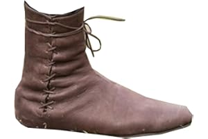 Baitang PU Leder - Renaissance Mittelalter Cosplay Stiefel Schnürstiefel Motorrad Stiefel Kampf Vintage Distressed Pu Leder Mode für Frauen und Männer Cosplay,Braun,42