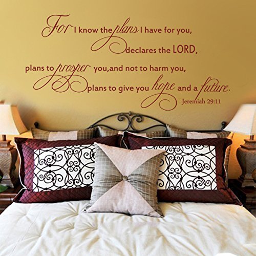 For I Know The Plans I Have For You Declares The Lord Vinyl Bible Wall Deacl Inspirational Wall Quote Christian Wall Sticker Graphic Home Art Decor Black by WallsUp
