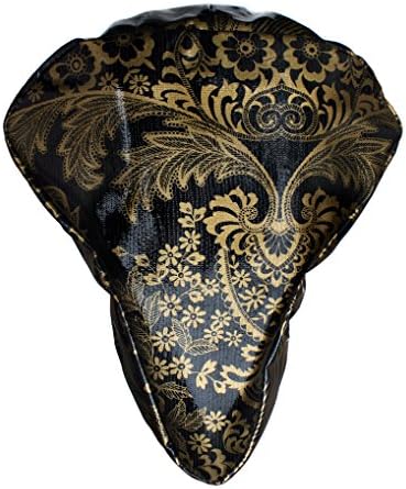 Bike Saddle Cover Bicycle Seat Cushion Cover Rain Cover Oilcloth Standard Size with vintage pattern waterproof Eden gold