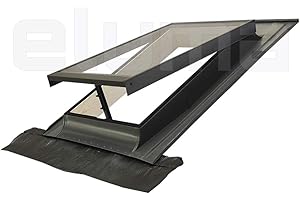 ELUMA Lucernario - Finestra per tetto "BASIC VASISTAS" Vetro singolo Temperato 4 mm/Finestra per uscita sul tetto/Made in Italy (48x72 Base x Altezza)