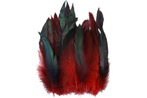 oAutoSjy Federn zum Basteln 100 Stück Natürliche Fasan Federn Truthahn Federn Schwanzfedern für Kostüme,Hüte,Zuhause Dekor Hochzeit Geburtstag Party Masken Hüte Tanzkleidung Halloween Dekoration,Rot