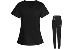 HAOLEI Divisa Sanitaria Donna Uniforme Medico Donna Bella Divisa Sanitaria Elastica Divise Ospedaliere con Cordoncino Camice Medico Donna Set Uniforme da Donna Maglia Frontale & Pantaloni Skinny Cargo