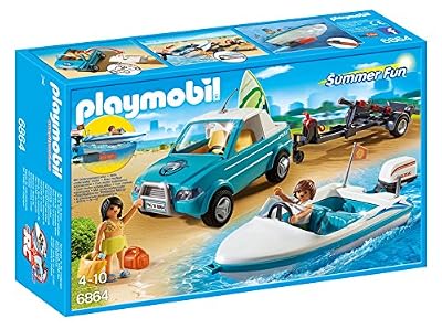 playmobil summer fun 6864 voiture avec bateau et moteur submersible