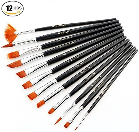 ADMOZ 12Pcs Paint Brush Set,Nylon Hair Artists Watercolor Paint Brushes