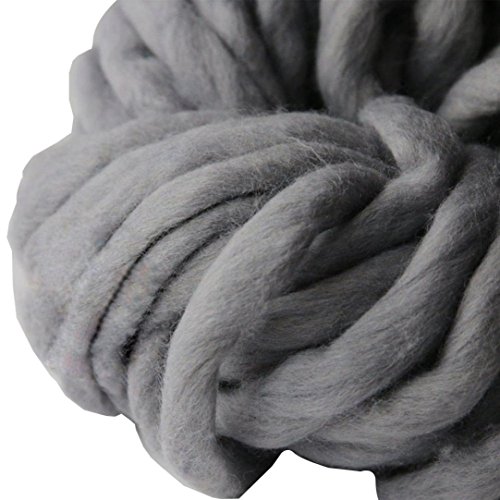 Chunky Yarn, Super Soft Bulky Roving Wool Yarn Worsted Arm Knitting Yarn Hand-Woven Yarn Dark Gray