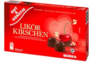 GENERISCH Gut&Günstig LIKÖR KIRSCHEN Palinen Discounter Mon Cheri Alternative Feine Schokolade mit Kirschlikör & ganzen Kirschen 250g Packung
