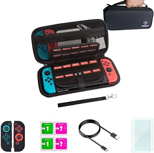 Carrying Case and Screen Protector for Nintendo Switch, Mebarra Switch Case with 29 Game Cards Holders Accessories Starter kit