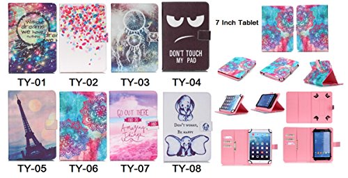 Universal Bookstyle Hülle für 7 Zoll Tablet Pc, Fukalu PU Leder Flip Case Tasche Brieftasche Bunt Blumen Muster Hülle Ledertasche mit Standfunktion Kartenfächer für Lenovo Tab 2 A7-10 7 Zoll Tablet Pc, Huawei Mediapad X2, Odys Rapid 7 LTE 7 Zoll Tablet-PC, Asus Nexus 7, Alldaymall A88X 7 Zoll Tablet PC, Dragon Touch Y88X Plus 7 Zoll Tablet PC, iRULU eXpro 1 Tablet PC (X1), XIDO X70 7 Zoll Tablet-Pc (Meteor) - 9