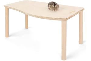 Niteangel Hamster lek träplattform för matskål dricksflaska och andra burtillbehör (våg – 17,8 cm höjd)