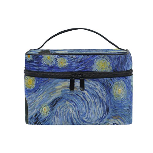 JSTELVan Gogh Starry Night Sky Toiletry Bag Top Handle Quality Zipper Single Layer Travel Toiletry Cosmetic Makeup Bag Organizer with Storage Bag
