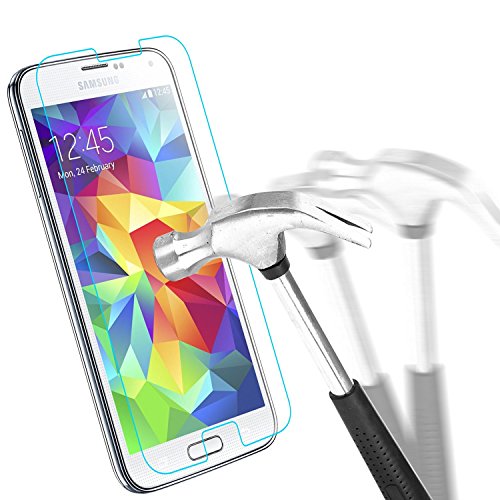 Hushco, protezione per schermo in vetro temperato per Samsung Galaxy S5 Neo, resistente ai graffi, con installazione senza bolle, estremità arrotondate e trasparenza HD