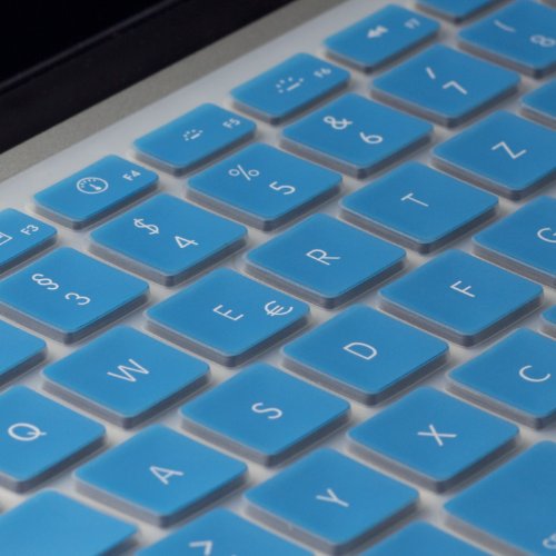 MiNGFi Deutsche Tastatur Silikon Schutz Abdeckung QWERTZ für MacBook Pro 13, 15, 17 Air 13 Zoll EU Keyboard Layout Silicone Cover – Light Blau - 4