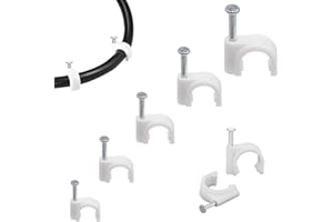 WEERSTONE Round Cable Clips，500 Pcs Cable Nail Clips Electrical Cable Wall Clips Assortment 5mm 6mm 7mm 8mm 10mm, Wire Clips for Various Types of Cables (White)