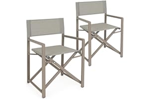 BRIGROS Estosa - Set Da 2 Sedie Da Regista Pieghevoli Alluminio, Sedie Da Giardino Richiudibili Con Struttura In Alluminio E Telo In Textilene, Sedie Pieghevoli Da Esterno, Coppia Sedie Regista (Ecru)