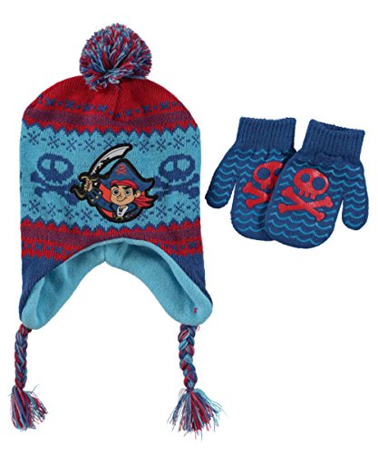 Jake and the Neverland Pirates "Captain Jake" Beanie & Mittens Set - blue/red, one size