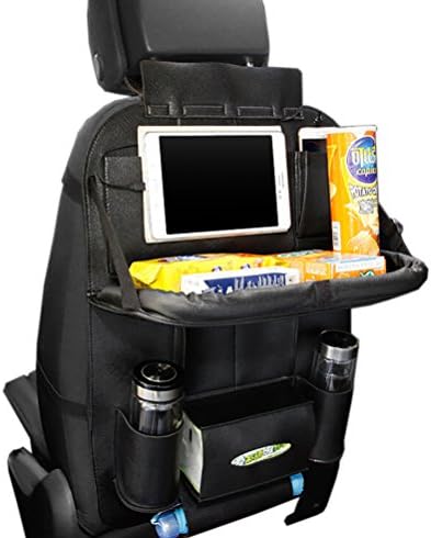 2 Packs PU Leather Car Backseat Organizer Storage Bag Pocket Protector for Bottle Phone Tissue Box (Black)