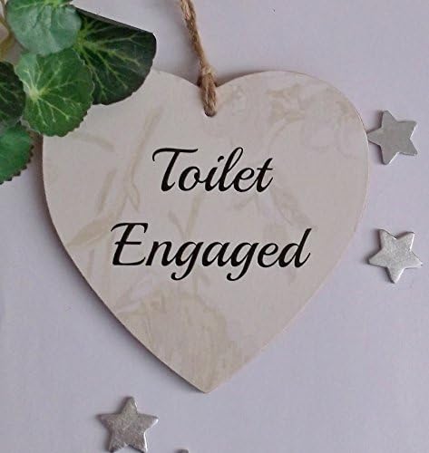 Engaged/Vacant Toilet Door Sign Double Sided Wooden Heart