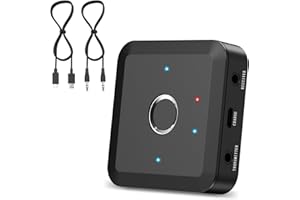 LOFICOPER Bluetooth 5.2 Transmitter and Receiver for TV to 2 Wireless Headphones, APTX Adaptive/HD/Low Latency Wireless 3.5mm AUX Audio Adapter with Qualcomm CSR Chip, for Home Stereo, Airplane, Gym