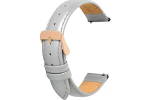 Toff London Ladies Leather Watch Strap, Quick Release with Rose Gold Metal Buckle, Band Width 18mm