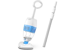 WYBOT Poolsauger Akku für 60 Minuten Betriebsdauer, Pool Bodensauger Teleskopstange, DREI Räder, Mesh-Eisenfilter, Starke Saugkraft, Led-Kontrollleuchte, für Oberirdische Pools, Spas, Whirlpools