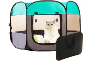 Floving Box portatile per animali domestici, gabbie per cani di medie dimensioni, per interni ed esterni, recinto pieghevole per cani, cuccia per gatti, box per animali domestici (Verde, XL, 6-Jan)