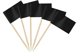 AhfuLife 100Pcs Drapeau Cure-dent Noir, Mini Drapeau Cocktail de Vide Noir, Cure dents black pour Decor Cupcake Topper, Étiquettes des Aliments pour Buffets, Apéritifs, Dîner de Halloween