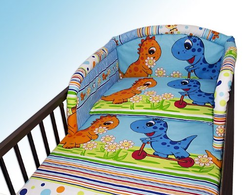 2 Piece/Pc BABY BEDDING SET COT BED QUILT/DUVET PILLOW CASE COVER 120x90 (Dino Blue)