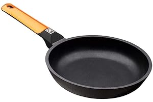 BRA Efficient Orange Sartén de 24 cm, aluminio fundido con antiadherente platinum plus, apta para todo tipo de cocinas incluida inducción y horno, libre de PFOA, color negro