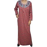 Indiatrendzs Women's Maxi Nighty Fleece Hosiery Striped Printed Winter Sleepwear Nightgowns