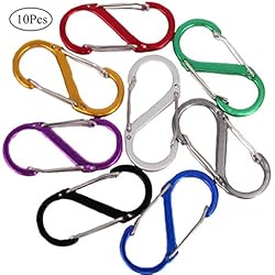 10pcs S Type Crochet d'escalade Tout-en-Un Mini Keychain Carabiner Extérieure Double Boucle Porte-Clés 8 Forme Boucle pour Camping Voyager (Couleur Aléatoire)