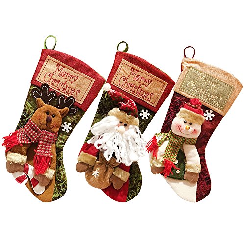 Preisvergleich Produktbild Weihnachtssocke Nikolaussocke Socken zum Befüllen Weihnachten Weihnachtsaktivität (3 Stück eine Packung)