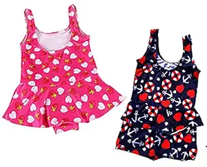 Toyshine Swimming Costume1 Peice Suit for Baby Girls 2-3 yrs SP-101,(Pack of 2) Color and Design May Vary SSTP